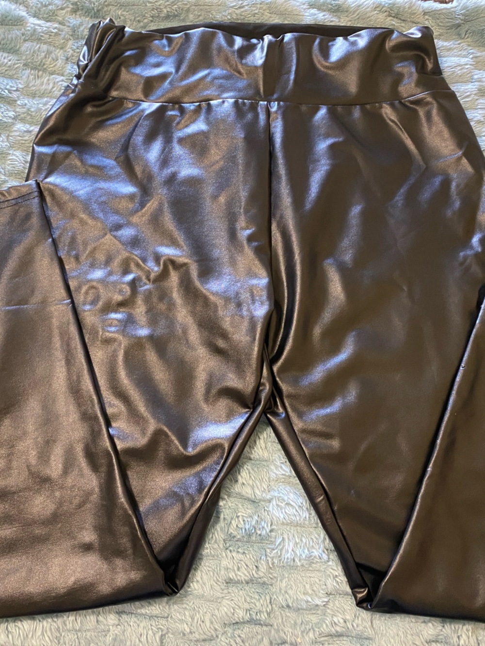 CUPSHE Faux Leather High-Waisted Leggings in Black Sz Large